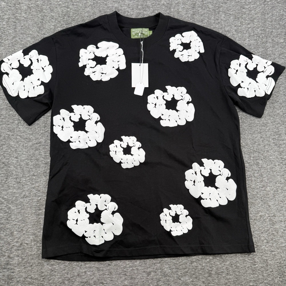 Denim Tears Mens Large Cotton Wreath T Shirt Black Dover Street Market DSM